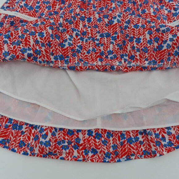 J Crew Women Small Red White Blue Floral Flower Stretch Skirt Lined USA American - Picture 4 of 10